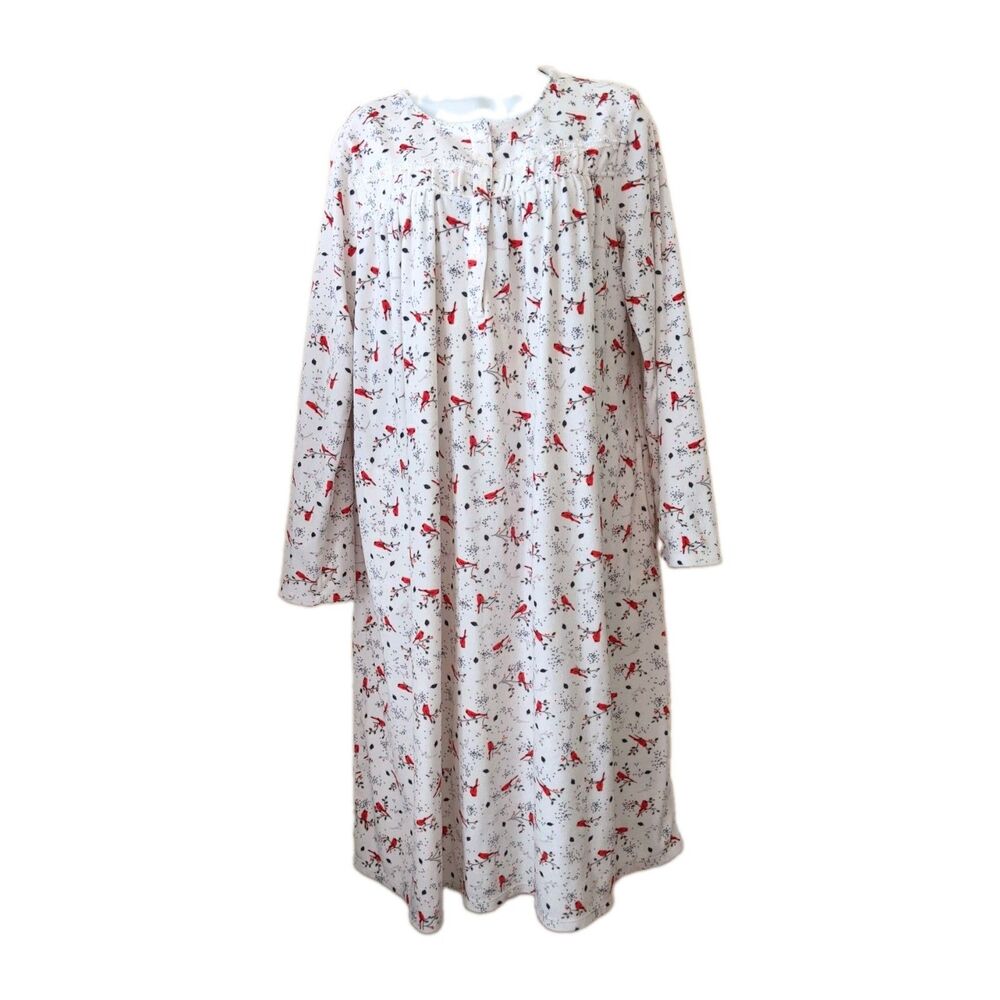 Secret Treasures Long Flannel Nightgown Cardinals Cottagecore Granny Size L